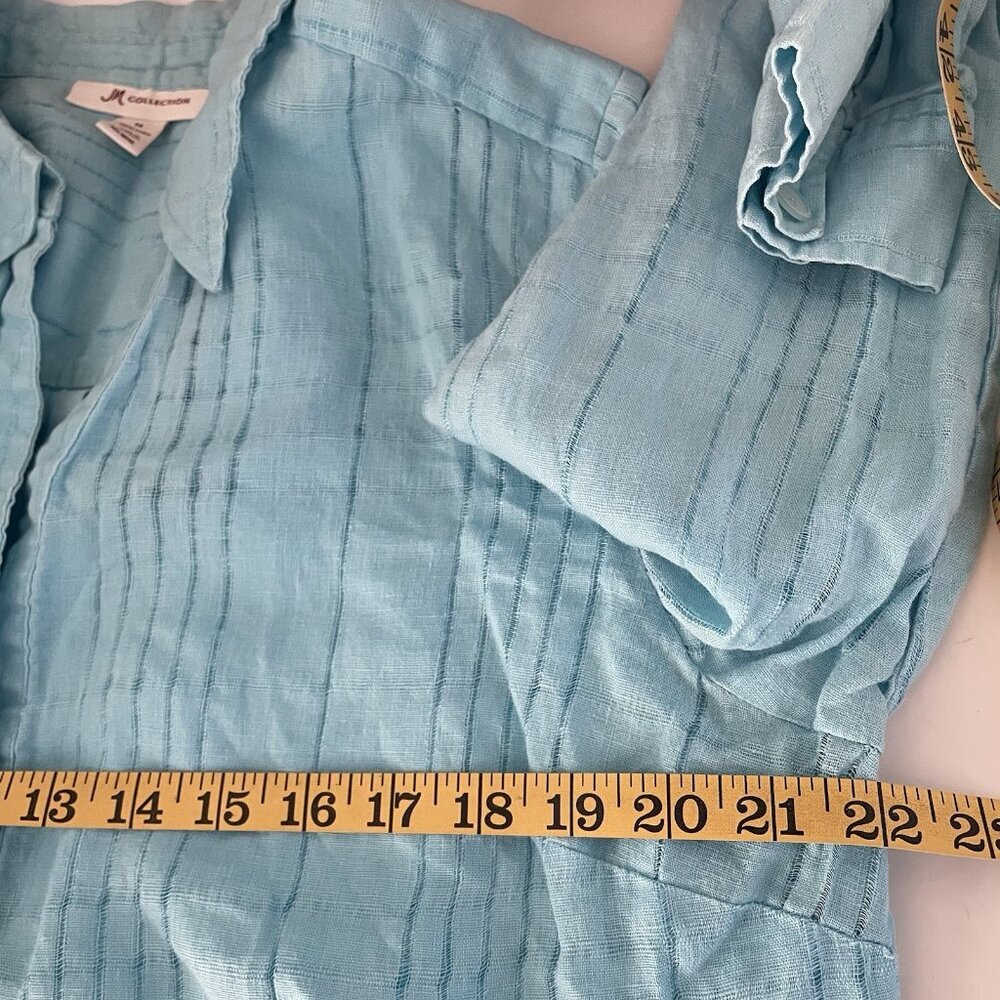 JM Collection Womens Linen Button Up Top Size 14 Lagenlook Beach Travel Summer - Picture 8 of 11